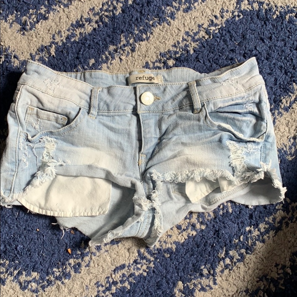 Light wash jean shorts